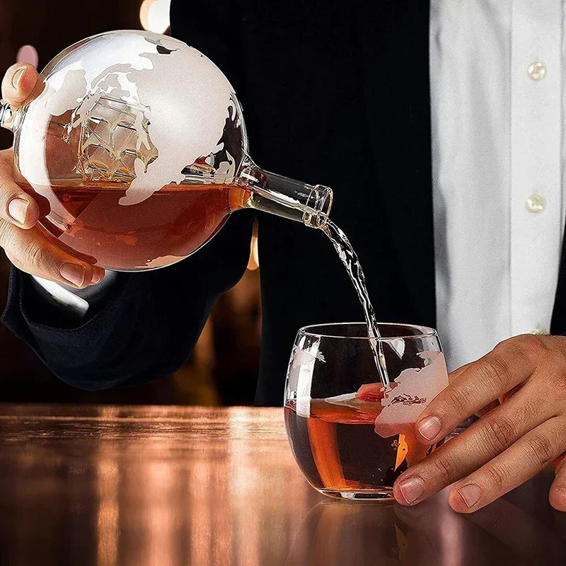 Decanter Globe Set - Globe Viski Sürahisi Seti Kurşunsuz Kristal